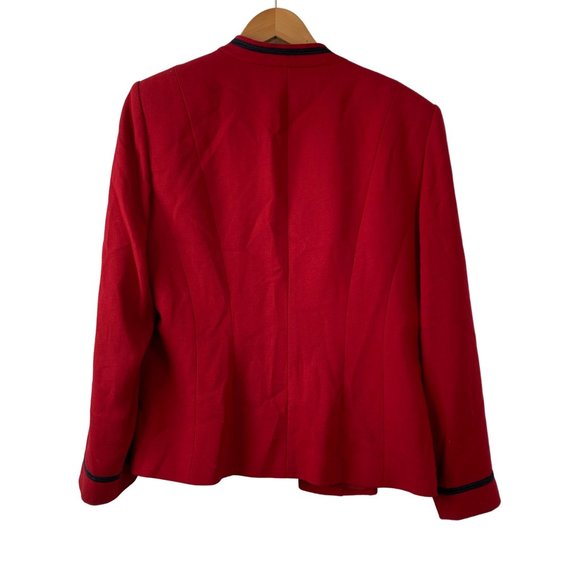 Kasper for Dillards Red Blazer Size 12 Lined 5 Button Stand Collar Holiday 6618 - Picture 9 of 14
